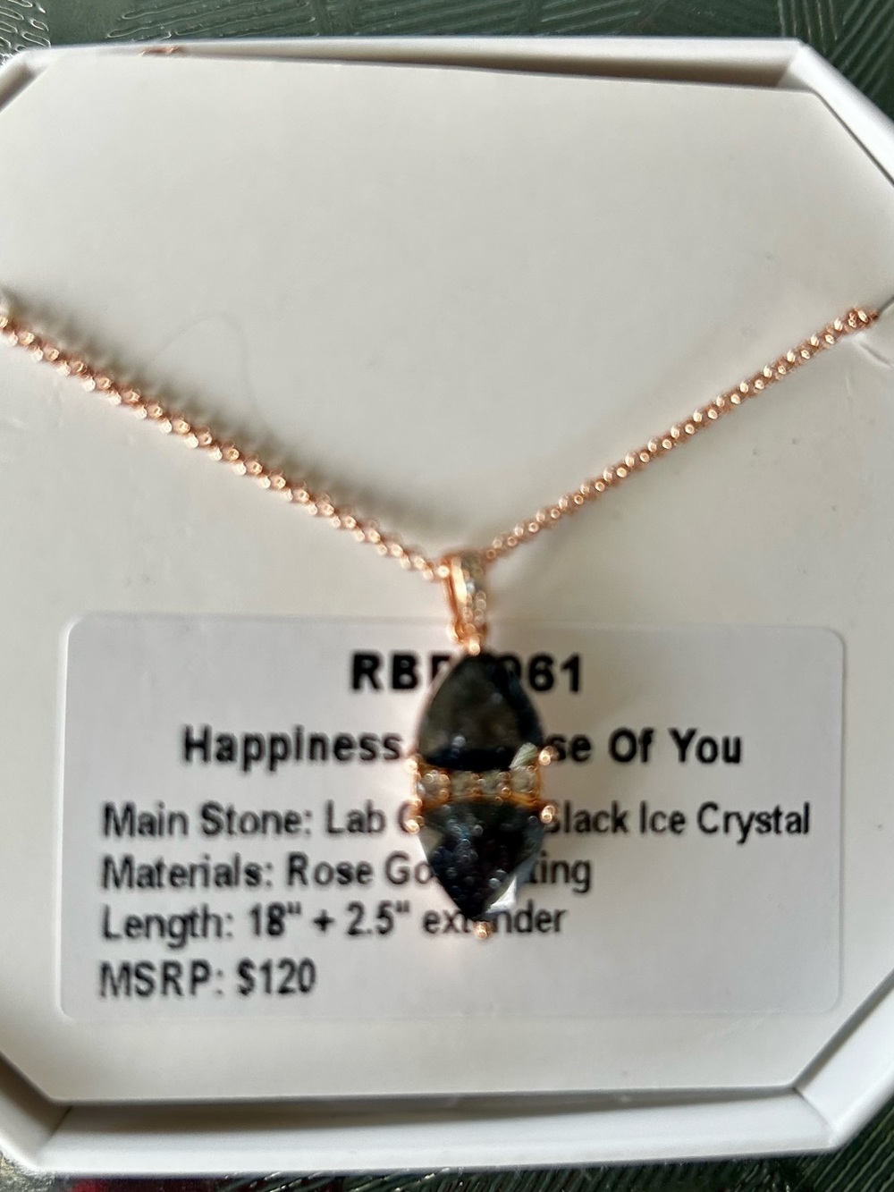 Bomb Party OG Rose Gold Black Ice Crystal Pendant Necklace - Collection